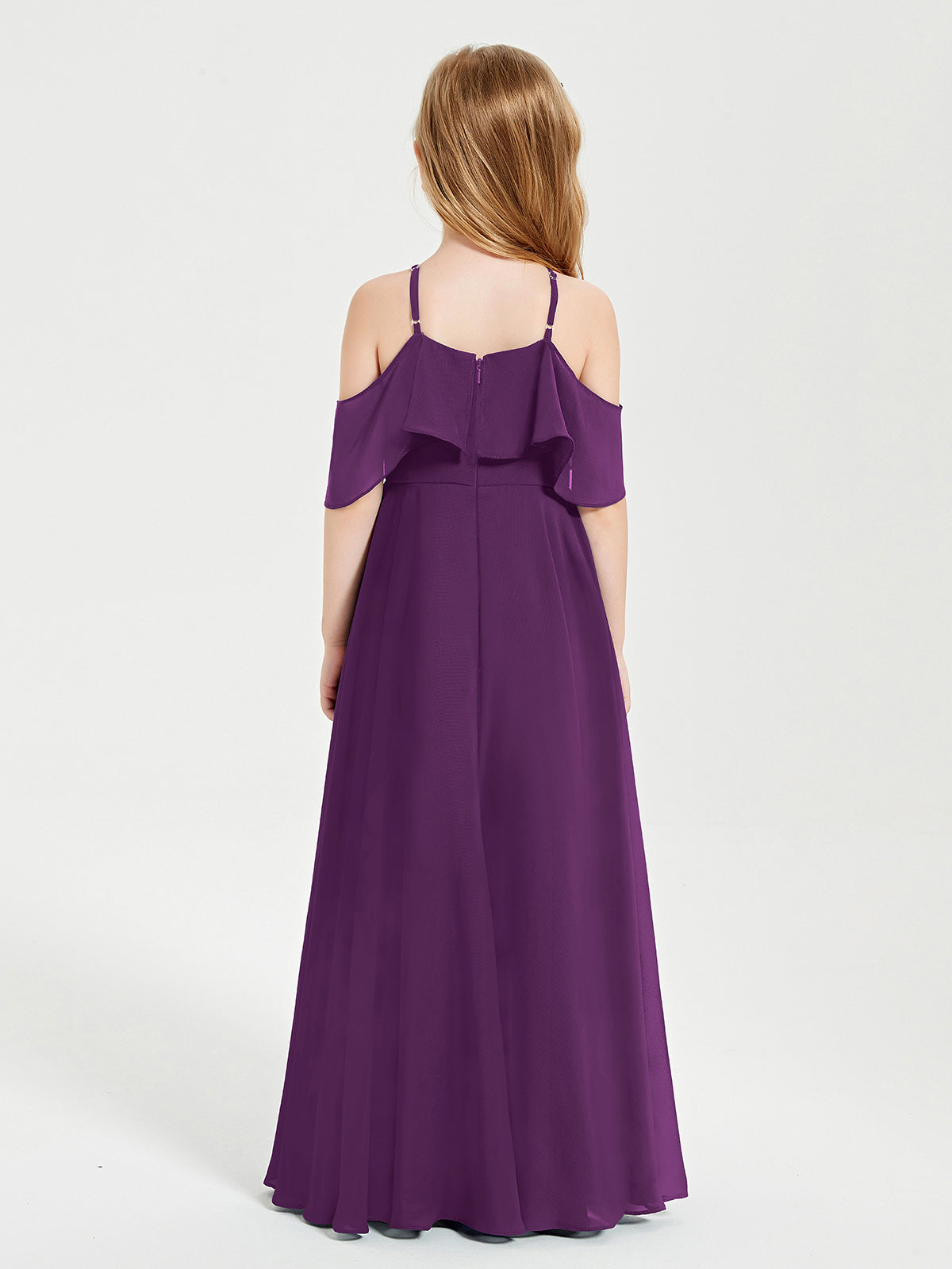 Off-the-Shoulder Long Dresses for Junior Bridesmaids Grape